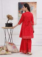 Red Shirt with Gharara Set Summer
