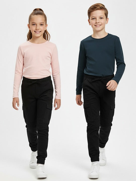 Black 6 Pocket Unisex Cargo Trouser