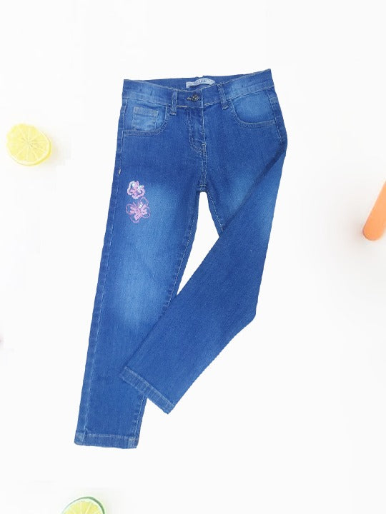 Girls Blue Sequence Denim Pant