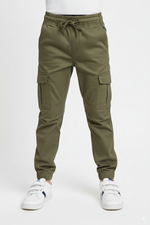 Green 6 Pocket Kids Unisex Cotton Cargo Trouser
