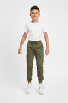 Green 6 Pocket Kids Unisex Cotton Cargo Trouser