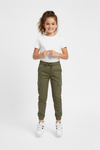 Green 6 Pocket Kids Unisex Cotton Cargo Trouser