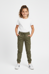 Green 6 Pocket Kids Unisex Cotton Cargo Trouser