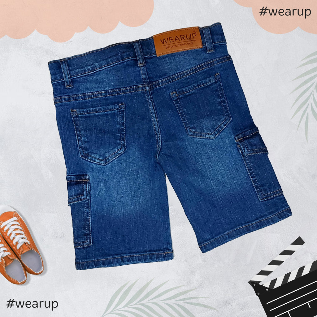 Flop Pocket Mid Blue Denim Short