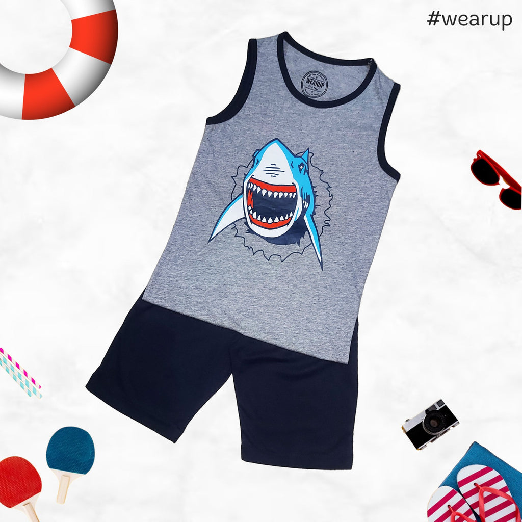 Shark Sando Tshirt Shorts Set Kids Wear Wearup