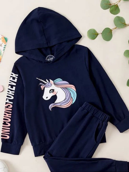 Unicorn forever Girls Track Suit Winter Wear Girls Fleece Track Suit