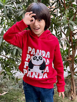 Lovely Panda Red Hoodie Kids Trendy Hoodie