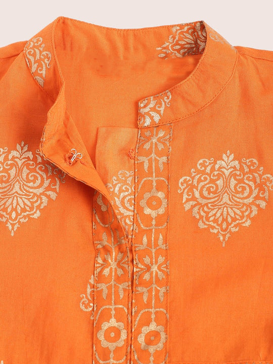 Orange Printed Shirt