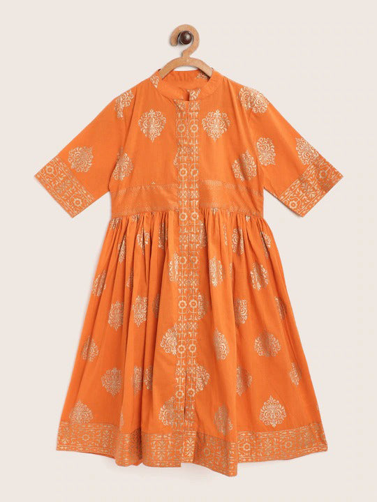 Orange Printed Shirt