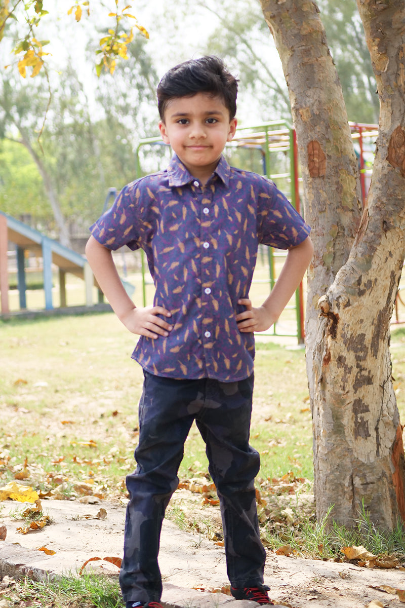 Feather Printed Denim Shirt