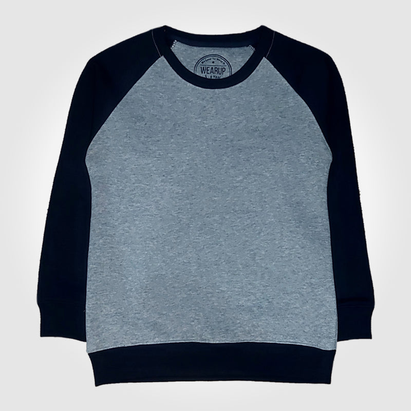 Heather Grey & Blue Raglan Sweatshirt
