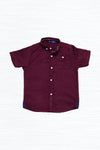 Maroon Self Printed Pocket Button Shirt